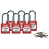 Cadenas de sécurité — compacts, Rouge, KD - Clé différente, Aluminium, 38.10 mm, 6 Pièce / Boîte